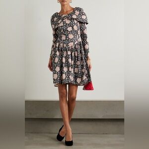 NWT Batsheva Appliquéd Floral-print Mini Dress